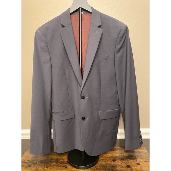 Express Photographer Fitted Dark Gray Suite Jacket Blazer Wool Blend Mens 38R - Picture 1 of 4